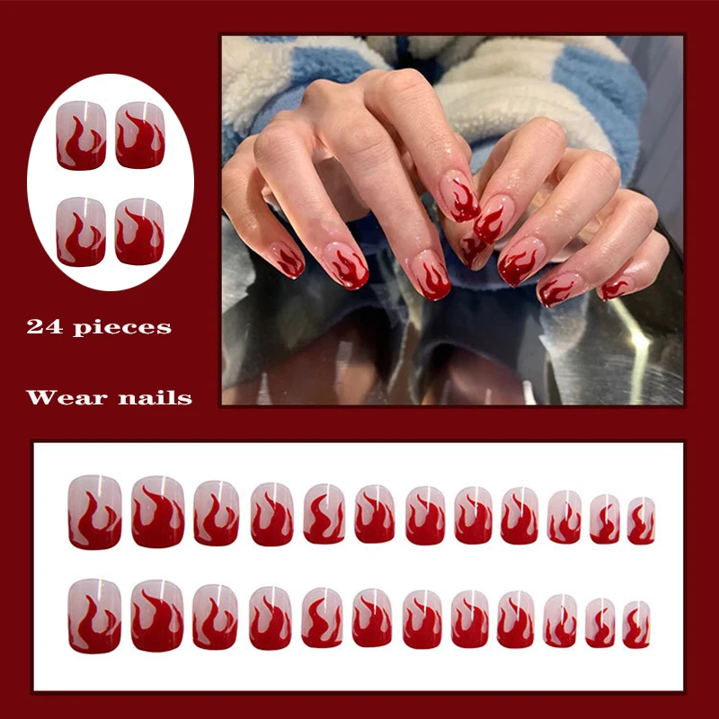 

24 pieces/set 2021 fashion and simple design full cover detachable fake nails artificial nails manicure tools