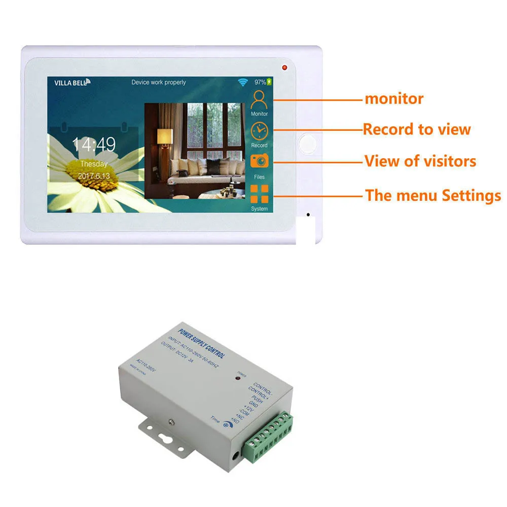 7inch Record Wired Wifi Video Intercom  2/3/6  Apartments with 2 Family RFID Doorphone System IR-CUT HD 1080P Doorbell Camera