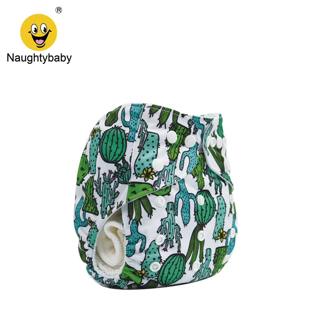 Naughty baby cloth diapers nappies all in one size adjustable 3-13kg babys diapers with bamboo inserts 25 sets