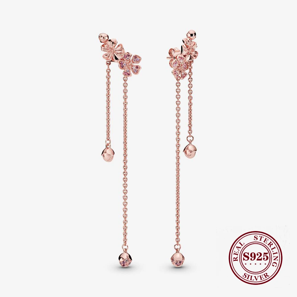 

DoDoFly Original 925 Sterling Silver Peach Flower Series Stud Earrings Creative Rose Gold Earring Feminine Fashion Ear Studs