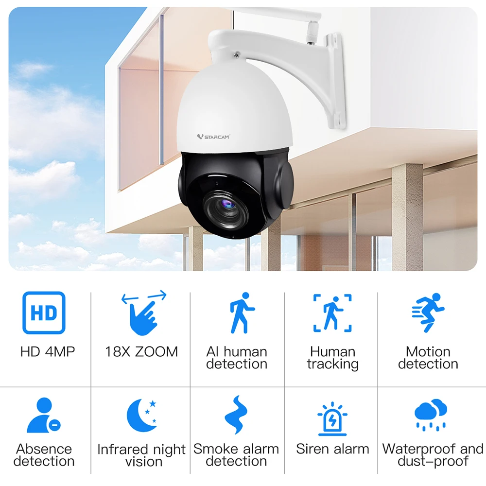 Купольная IP камера Vstarcam с 18 кратным увеличением 4 МП|Камеры видеонаблюдения| |