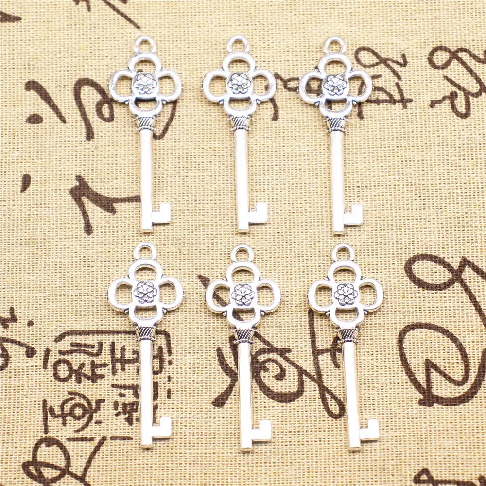 

Charm For Making Jewelry Pendants Antique Silver Color Key 53x20mm 5pcs