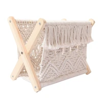 2021 new nordic cotton woven storage basket boho macrame magazine rack desktop book shelf photo prop