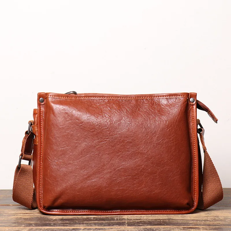 New Soft brown leather Men shoulder bag head layer cowhide male Diagonal messenger bag large capacity soft leather ipad bags