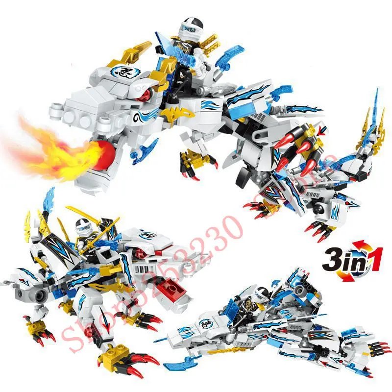 3 в 1 Ninjaly Дракон Рыцарь Модель Строительные блоки Совместимые legoingly Lloyd Kai Jay