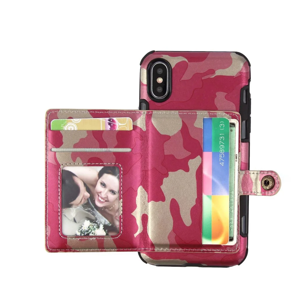 Rose red Tikitaka армейский зеленый откидной Чехол для телефона для iPhone XR X XS Max XS 7 8 6 6splus камуфляжные чехлы-бумажники для samsung A50 A70 - Цвет: Rose red
