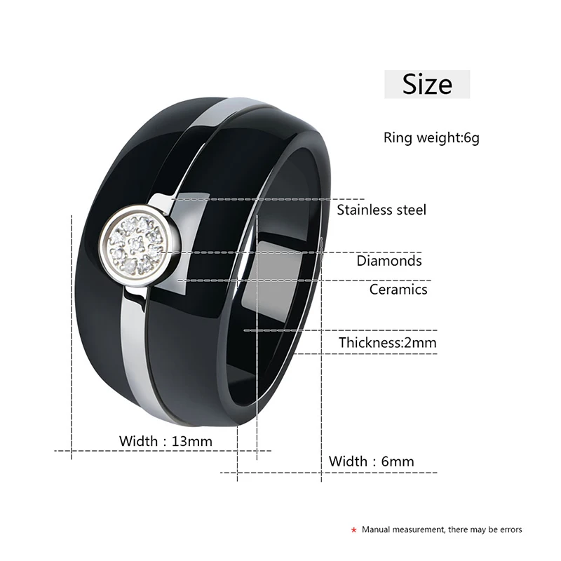 Керамические кольца шириной 13 мм круглые стразы круглый модный ювелирный