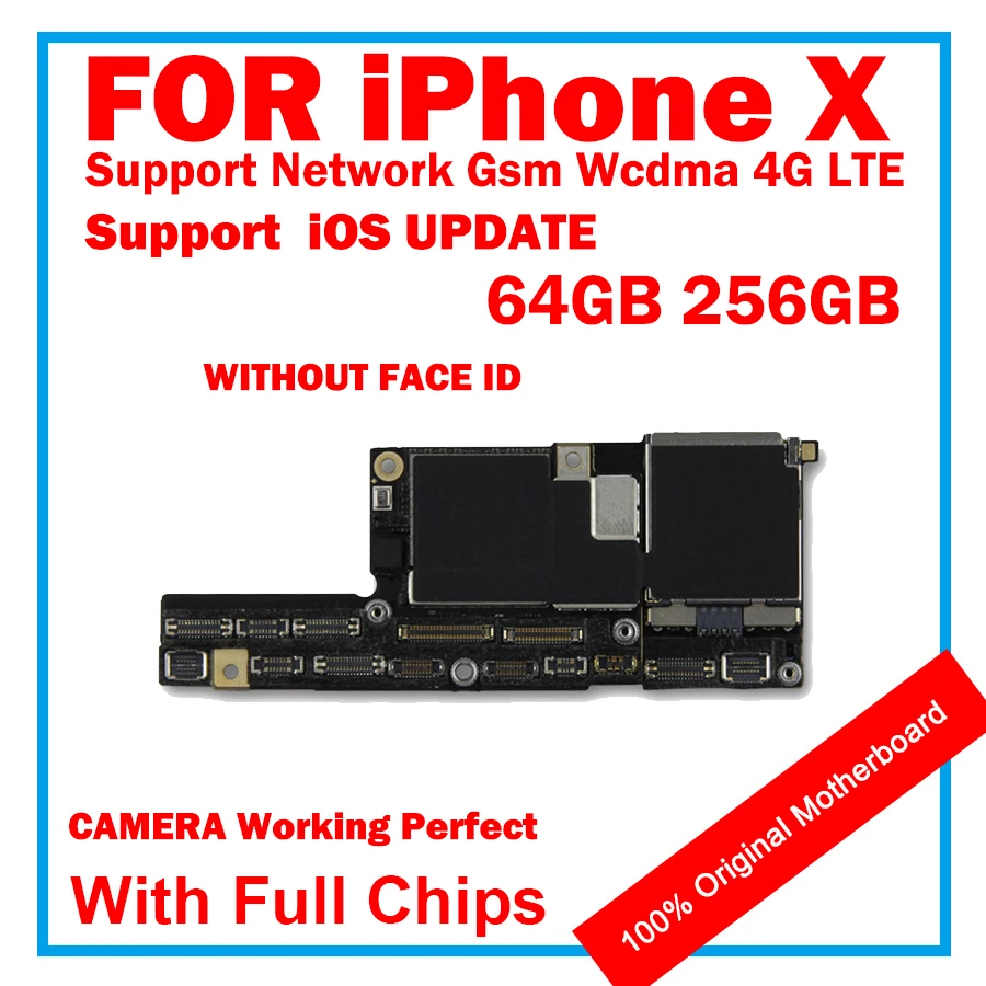 100% оригинальная материнская плата для iPhone X Заводская разблокированная с/без Face ID
