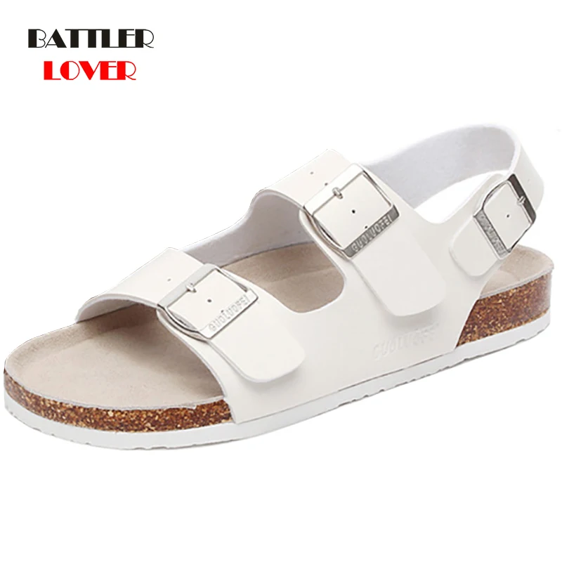 

Slip On Open Toe Roman Gladiator Sandals For Men 2021 Summer Soft Cork Slides Slippers Women Fashion Outdoor Sandalies Footwear