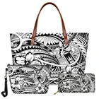 Полинезийские полоски, сумка на плечо с цветочным принтом, сумка для девочки-подростка, сумка-переноска на плечо и сумка-кошелек, комплект из 3 предметов, 2021