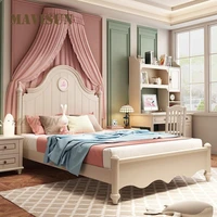 korean style minimalist modern girl child bed single double bed with solid wood frame small apartment furniture set