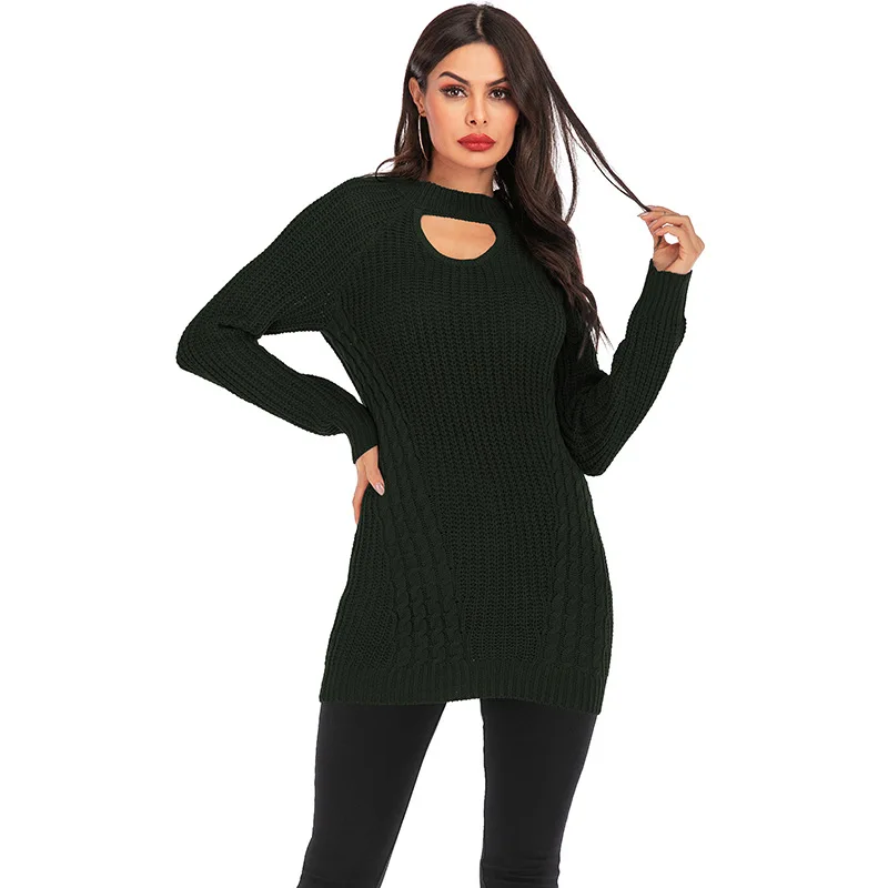 Женский трикотажный свитер с круглым вырезом в стиле пэчворк | Женская одежда