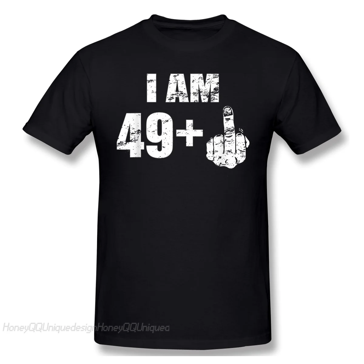 50 Years Old Born in 1971 T-Shirt I Am 49 Plus Middle Finger Funny 50Th Birthday Gift Unique Shirt Crewneck Cotton  Men TShirt