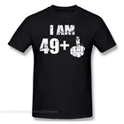 50 лет родившиеся в 1971, футболка для малыша надпись I Am 49 плюс средний палец забавный кот 50Th подарок на день рождения Уникальная футболка с круглым вырезом хлопковая Мужская футболка