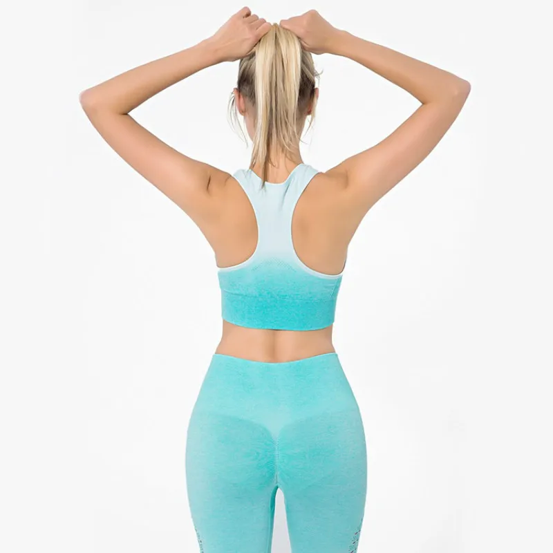 Green bra Peatacle, 2 шт., спортивные костюмы без рукавов для йоги, Женский комплект для тренажерного зала, одежда, бюстгальтер, леггинсы, для бега, фитнеса, бега, Femme, тренировки - Цвет: Green bra