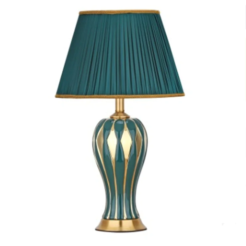 Белый Зеленый Американский простой стиль Керамическая Настольная лампа для
