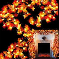 1 5m3m6m led decorations maple leaf garland string lights for indoor outdoor garden home party halloween fireplace harvest