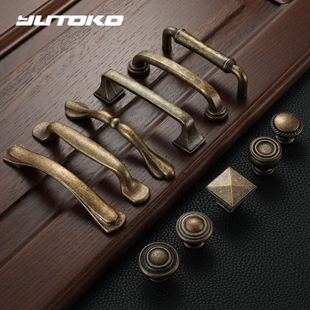 YUTOKO Retro Cupboard Pull Handles Metal Antique Brass Wardrobe 128mm Kitchen Drawer Cabinet Door Handle Furniture Knobs