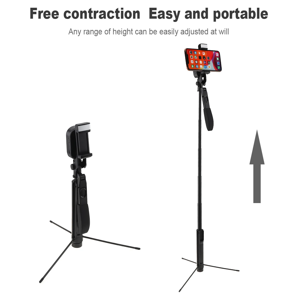 Portable Integrated Selfie Stick Tripod Live Stabilizer with Adjustable Double Fill Light Mobile Phone Bracket for Live / Video