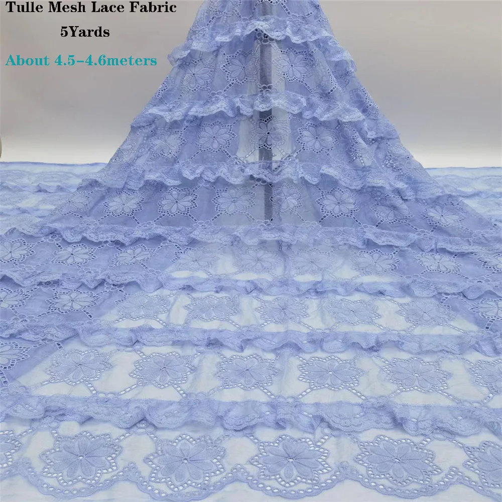 

Последние африканских кружева 2021 высокое качество Тюлевая сетчатая кружевная ткань синего цвета в нигерийском стиле вышитые платья для то...