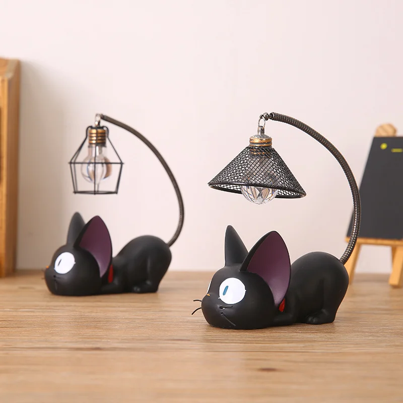 Romantic Creative Animal Cat Resin Night Light Crafts Desktop Decoration LED Night Lamp Children Students Present Reading Lamp