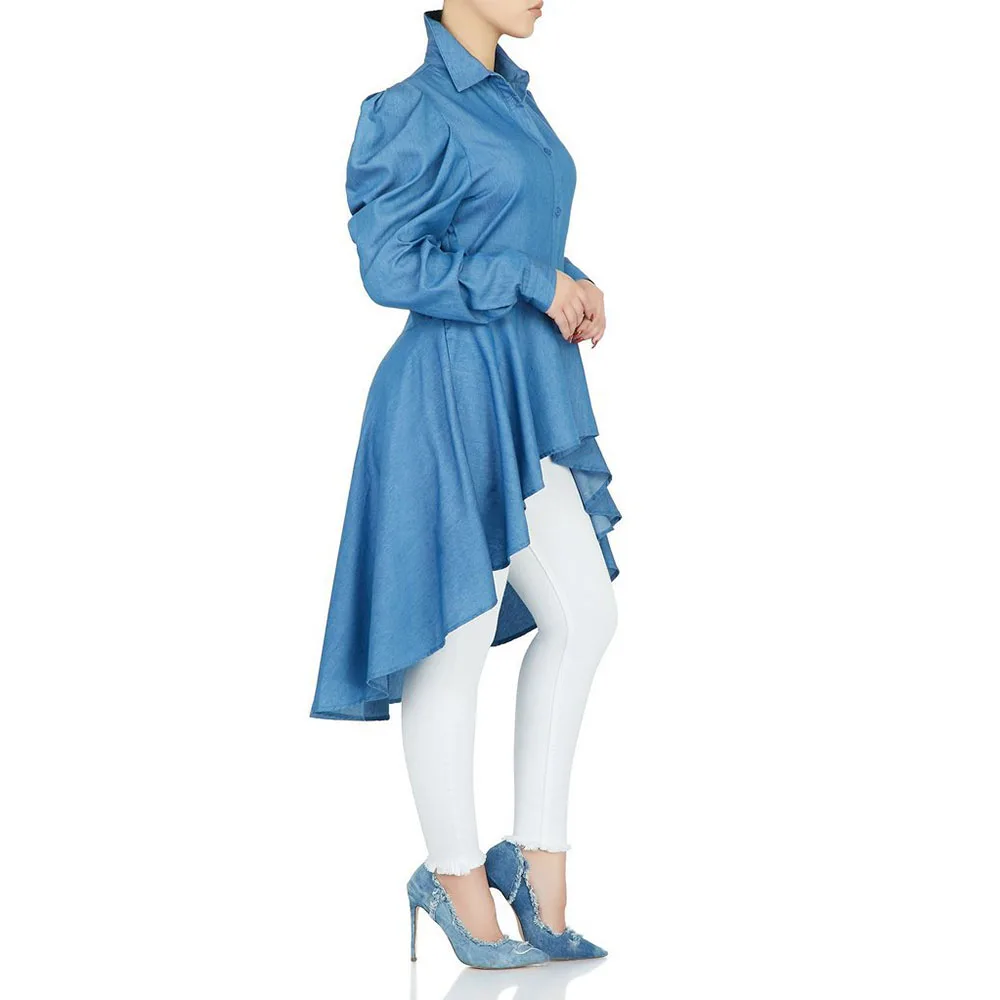 Женские синие длинные джинсовые рубашки весенние тонкие африканские 2020 с