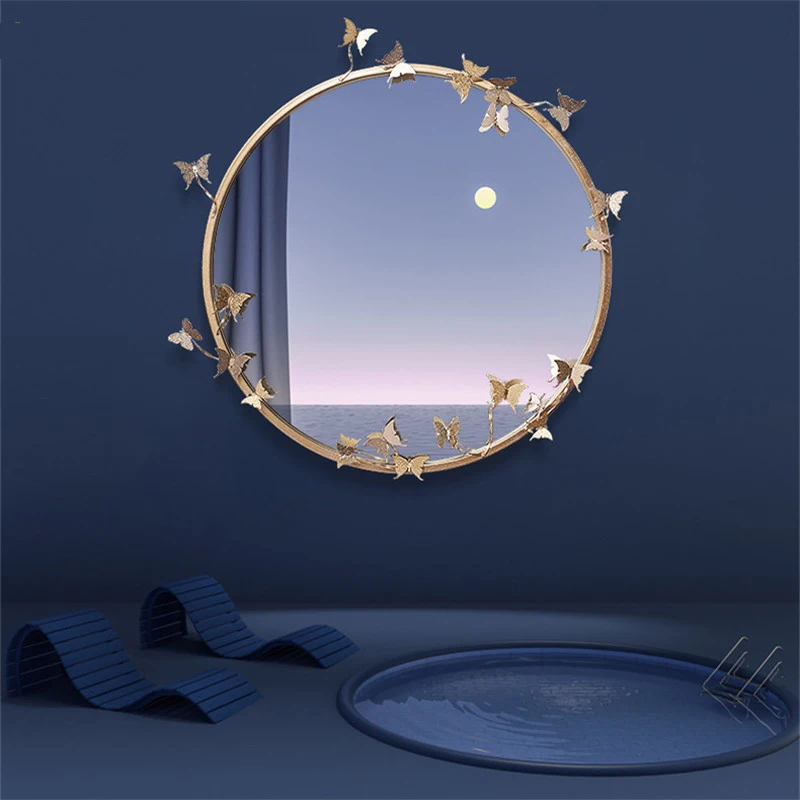 Moderna em Relevo Espelho de Parede Decoração da Parede Nova Resina Borboleta Pendurado Banheiro Espelho Artesanato Casa Maquiagem Mural 2021