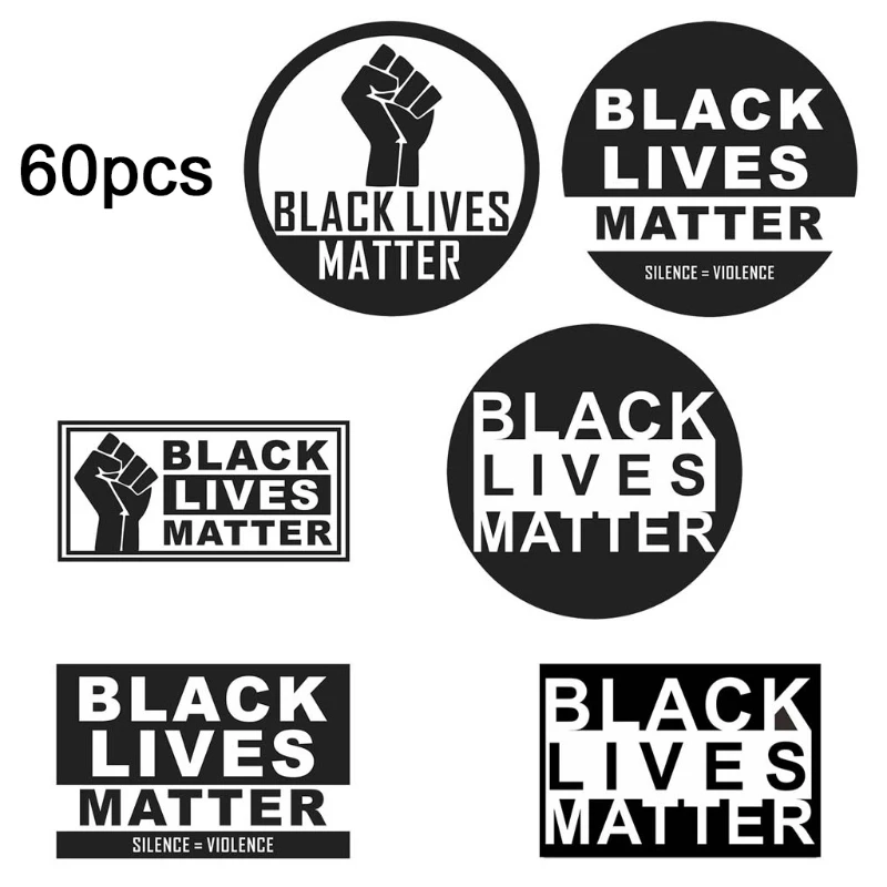 

60 Pcs Black Lives Matter Printed Car Bumper Sticker Anti-racism Movement Decal