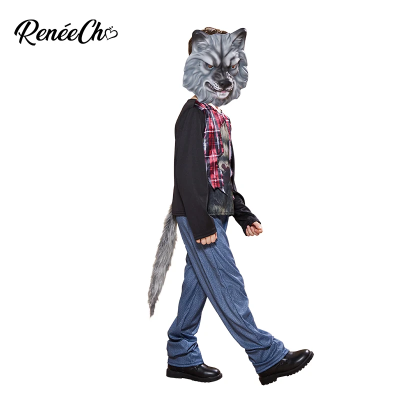 Детский костюм вервольфа Reneecho Костюм Волка страшный для Хэллоуина Косплей