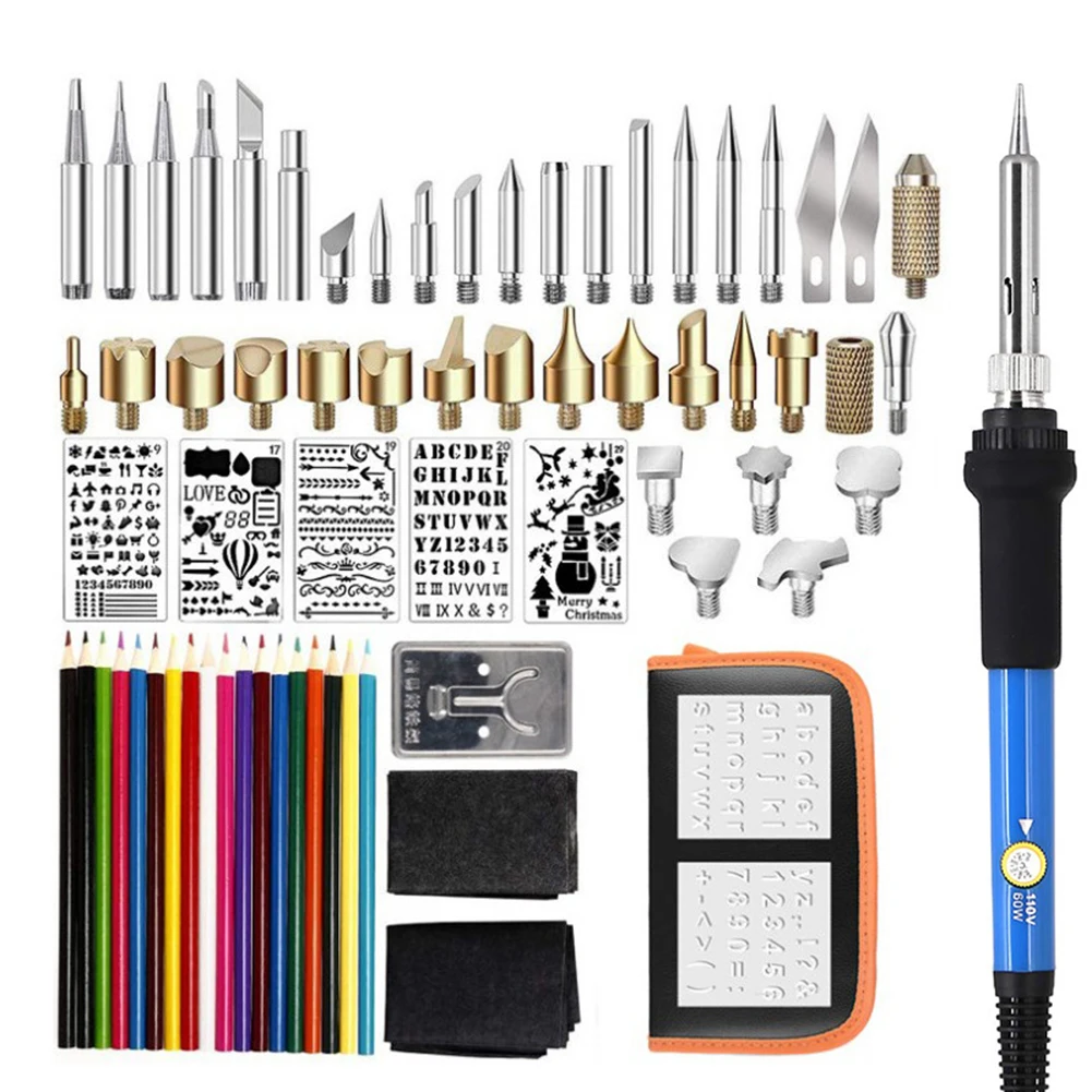 

71pcs Portable 60W Electric Solder Iron Adjustable Temperature Rework Station Heat Pencil Welding Repair Tools Engraving Solder