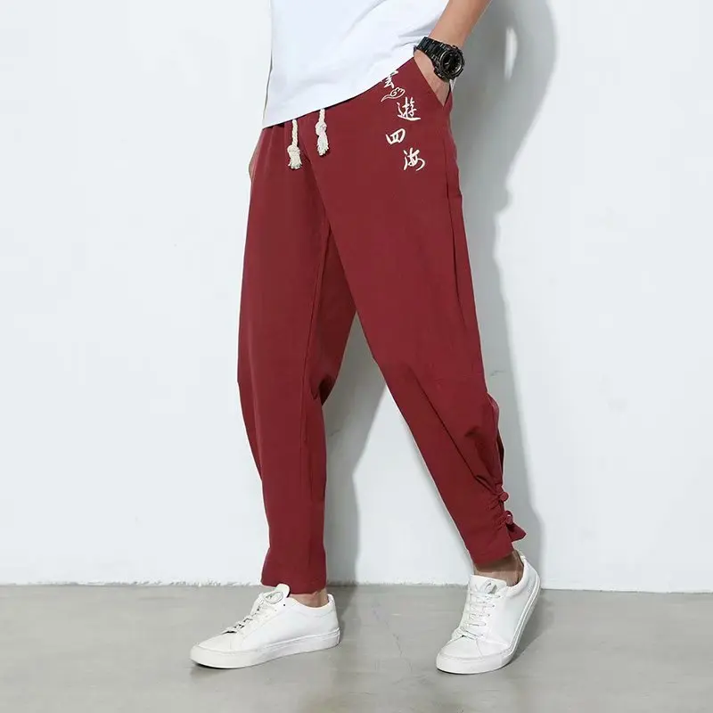 

Men Chinese Style Casual 2020 New Solid Sweatpants Mens Hip Hop Casual Harem Pants Streetwear Male Trousers Plus Size Bottoms