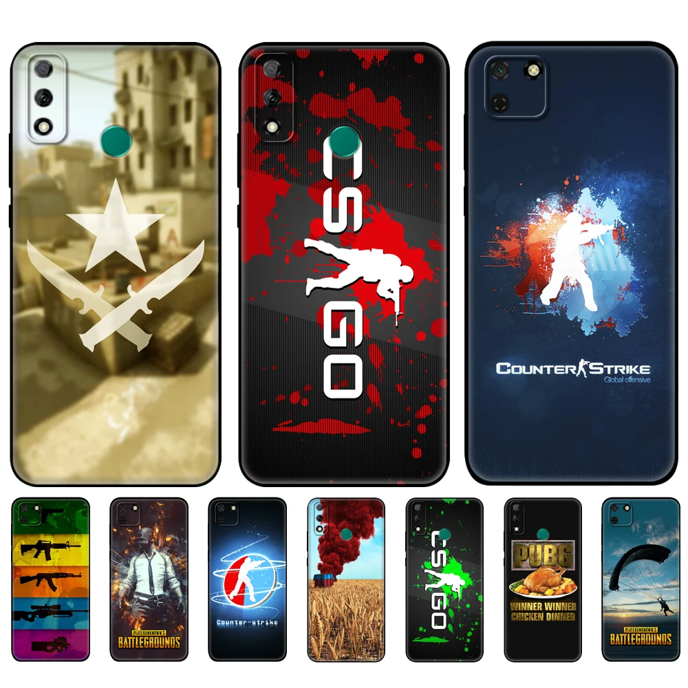 Черный чехол из ТПУ для Huawei Y9S Y6S Y8S Y5P Y7P Y8P Y5 lite Prime 2018 Y6 2019 Counter Strike CS GO и PUBG |