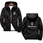 Новинка 2021, Мужская однотонная куртка Maserati на молнии с принтом логотипа на заказ, толстовка в стиле хип-хоп, искусственная спортивная одежда с капюшоном, топы