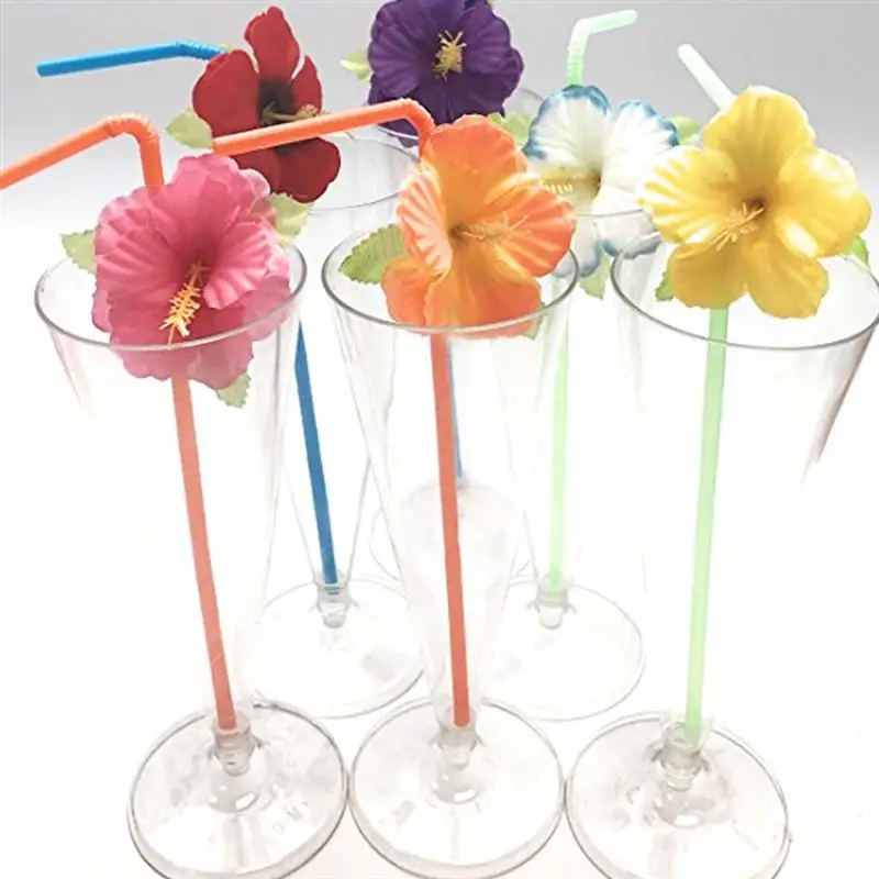 10 шт. соломинки милые Креативные одноразовые пластиковые цветочные для напитков