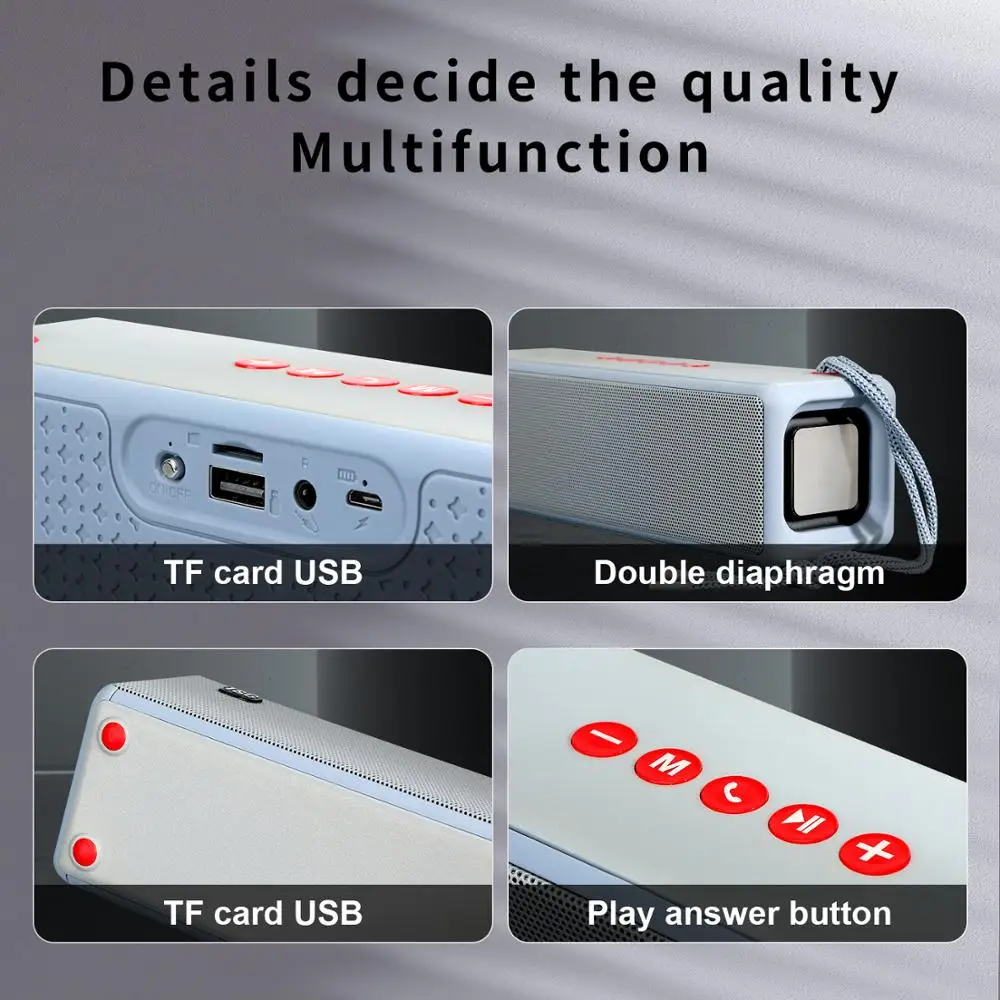 

2021new High Power Soundbar Music Center Wireless Sound System Portable Bluetooth Speaker HiFi Subwoofer For Computer Speakers