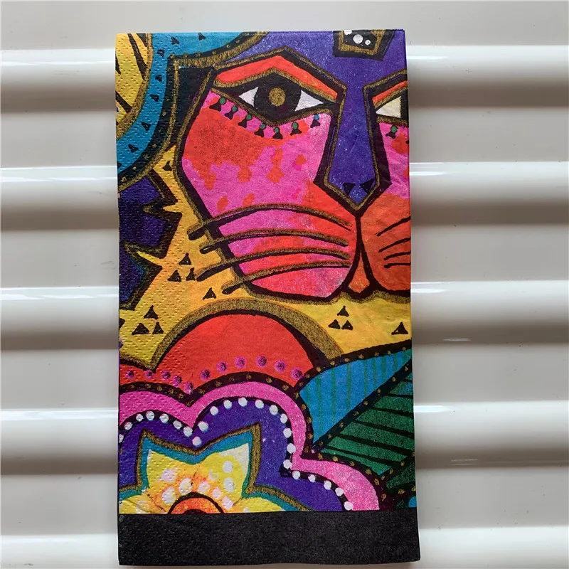 Винтажные бумажные салфетки 33*40 Элегантные милые абстрактные животные кошки