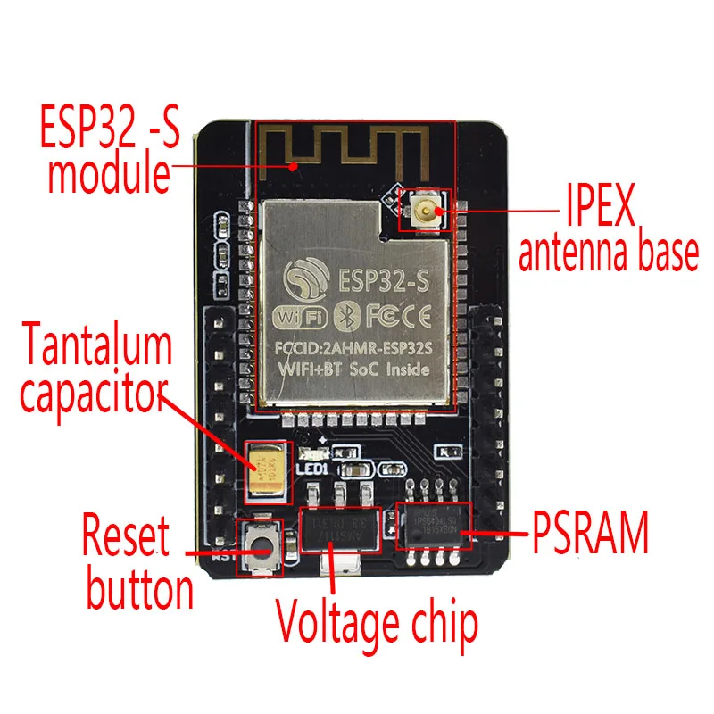 Женский модуль Wi-Fi с последовательным интерфейсом ESP32 для модуля камеры OV2640 5 В