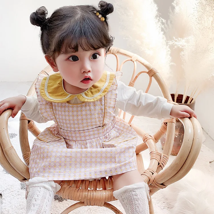 Детская одежда с длинными рукавами Хлопковые топы воротником Питер Пэн для