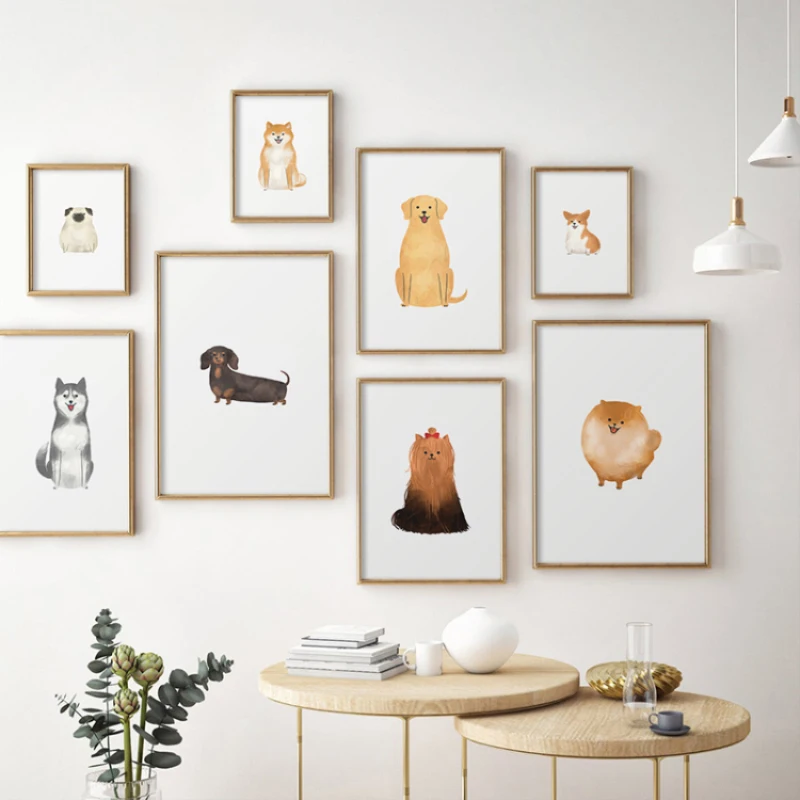 

Cartoon Cute Puppy Corgi Dachshund Canvas Painting Nursery Wall Art Poster and Print Nordic Decorative Picture Kids Room Decor