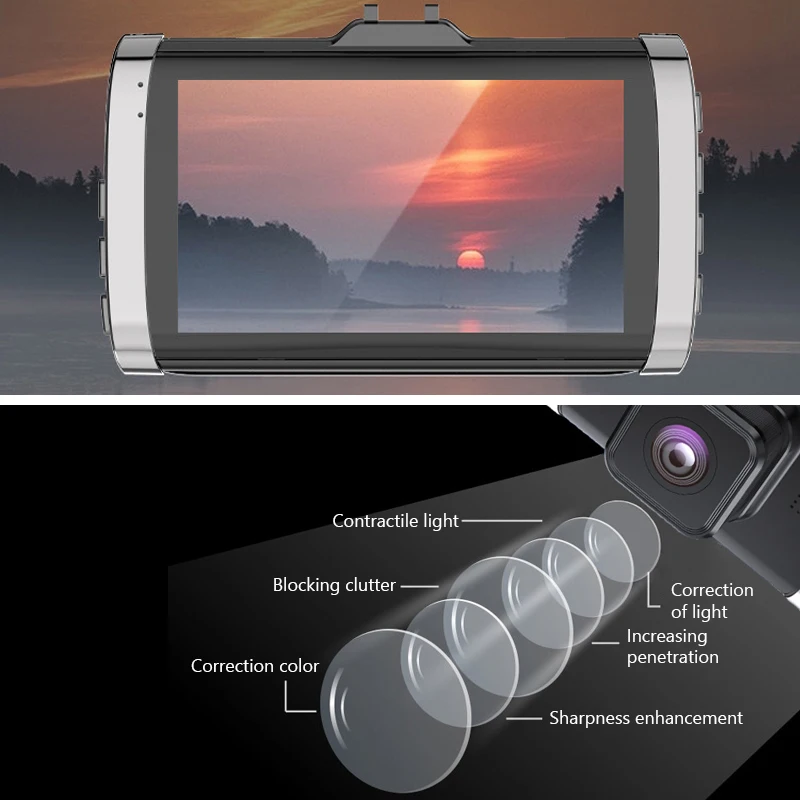 HD Car Rear View Camera Dual lens DVR Dash Cam Recorder Mirror Reverse Video USB Monitoring Parking Image | Автомобили и