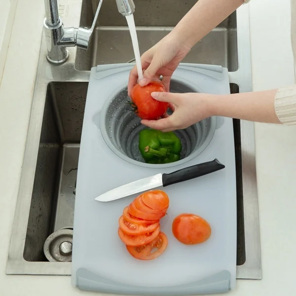 Многофункциональная 3 в 1 корзина для слива раковины разделочная доска овощей и