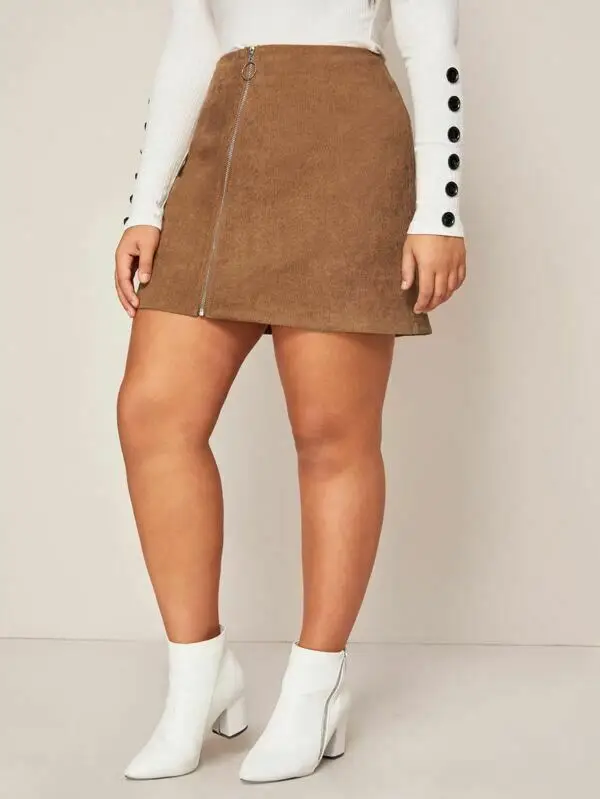 Весенне-осенняя женская повседневная юбка трапециевидной формы на молнии