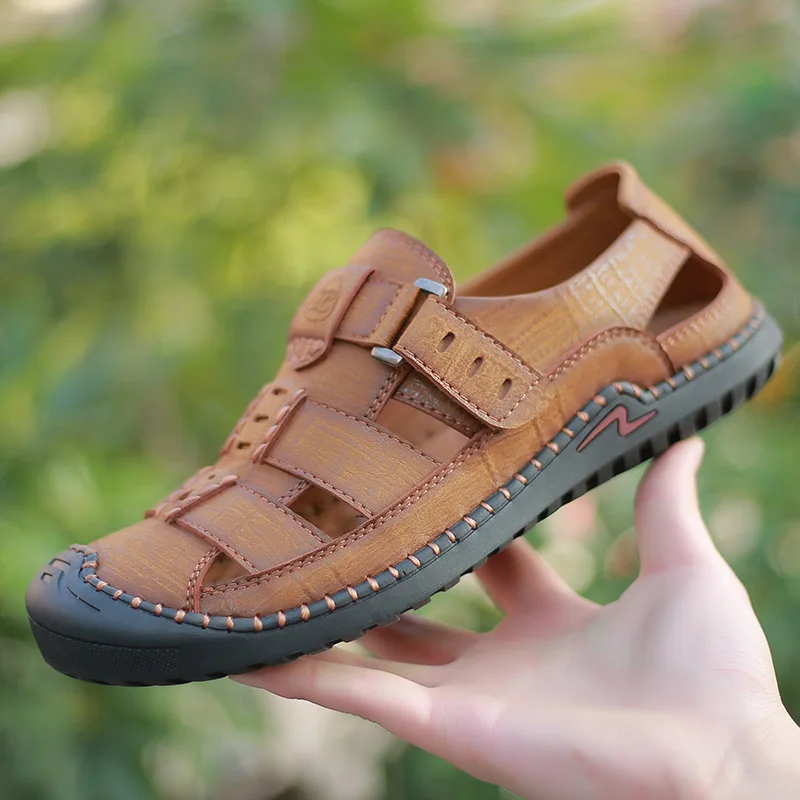 

Male Sandals Genuine Leather Mens Sandals Summer Men Shoes Beach Fashion Outdoor Casual Shoes Summer Sandals