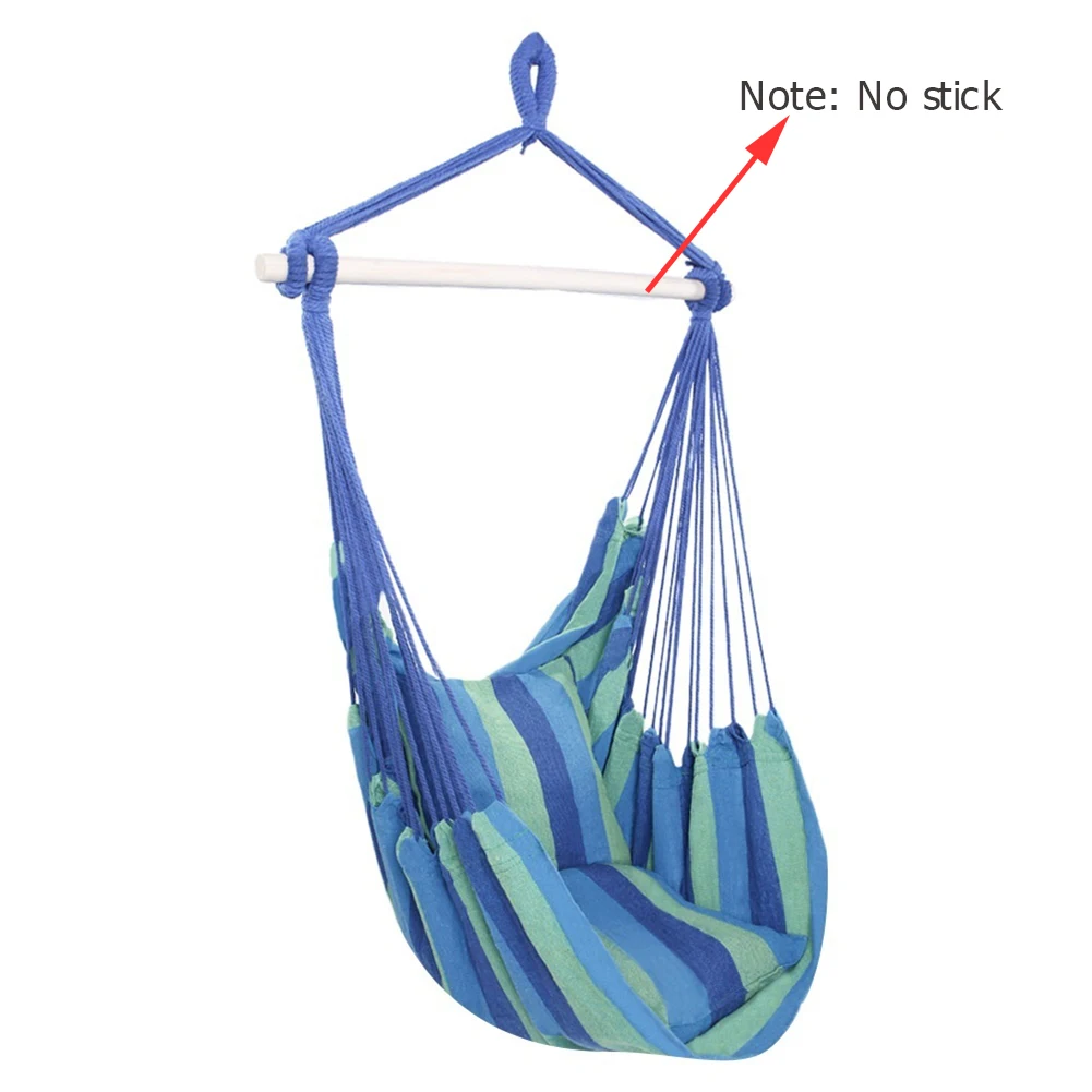 

Portable Hammock Hanging Rope Chair Swing Seat Leisure Garden Indoor Outdoor Rocking Chair Swing Hammock with 2 Pillows