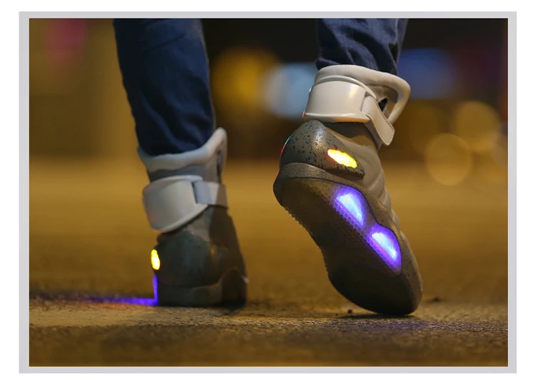 Ботинки будущего Маскарадного костюма Marty McFly; кроссовки; Светодиодный светильник; Светящиеся; Tenis Masculino Adulto; обувь для костюмированной вечеринки; перезаряжаемая