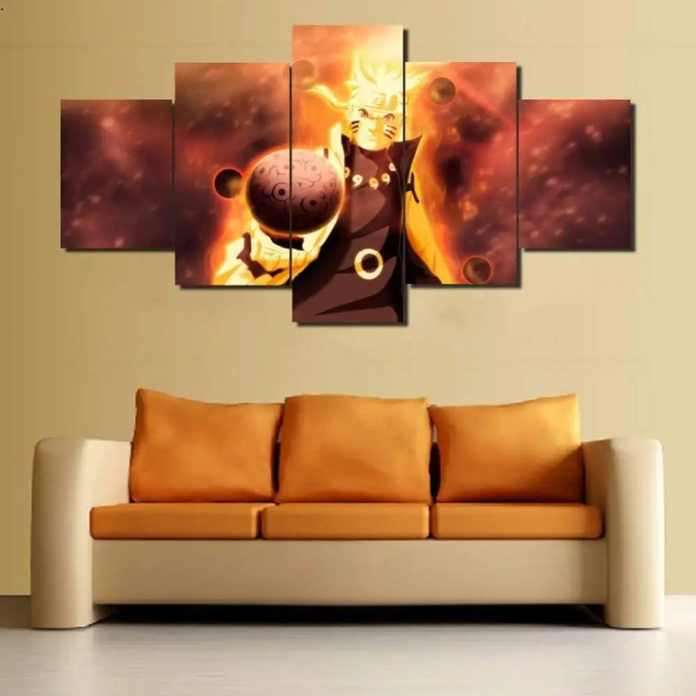 

5 Piece Wall Art Canvas Anime Manga Figure Uzumaki Nine Tails Posters And Prints Modern Home Living Room The Wall Decoration