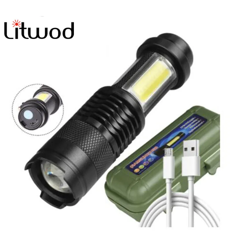 Litwod новейший дизайн XP G Q5 встроенный Батарея зарядка через USB фонарь COB