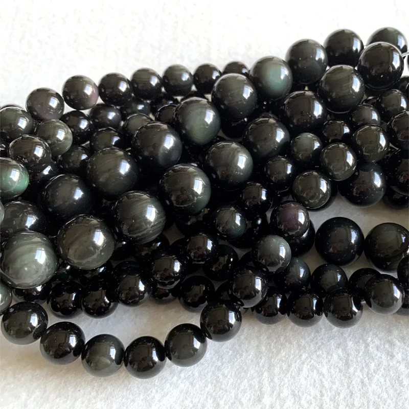 Натуральные оригинальные черные радужные вспышки speedobsidian круглые бусины 4-20 мм 15