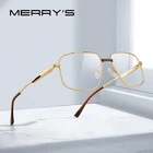 Мужские квадратные очки для коррекции зрения MERRYS, дизайнерские роскошные очки в деловом стиле с оправой из титанового сплава , по рецепту, при близорукости, S2418