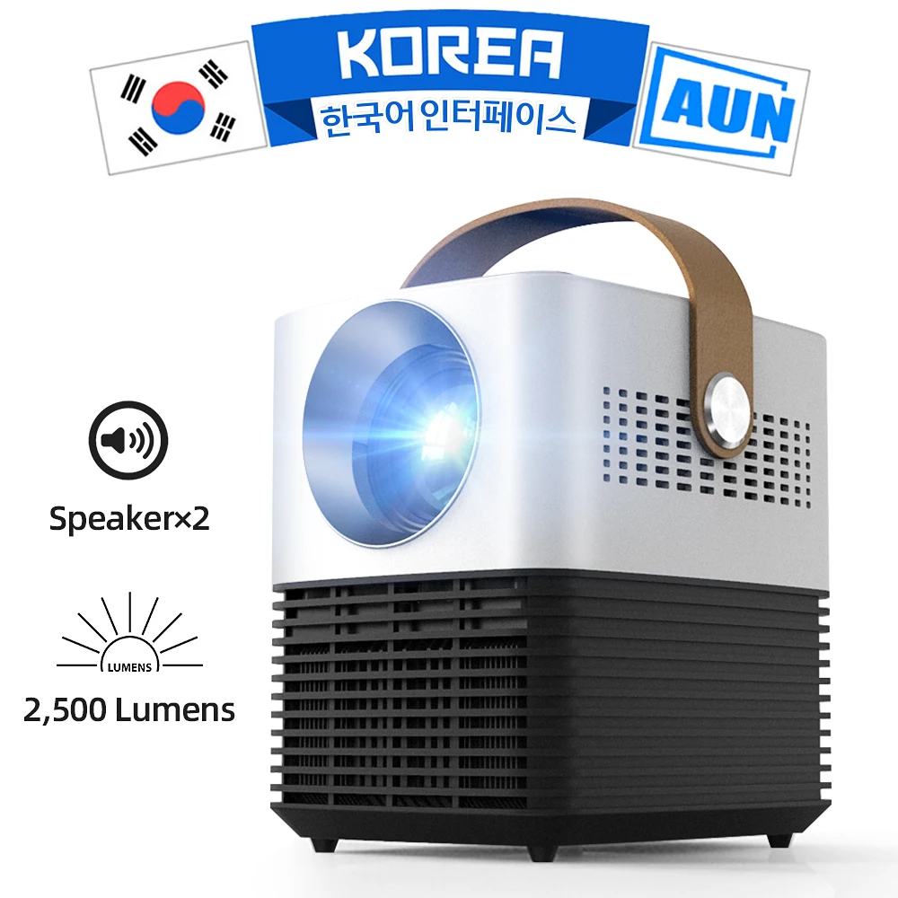 Светодиодный мини проектор AUN L7 2500 яркости 30 000 часов работы портативный 3D для